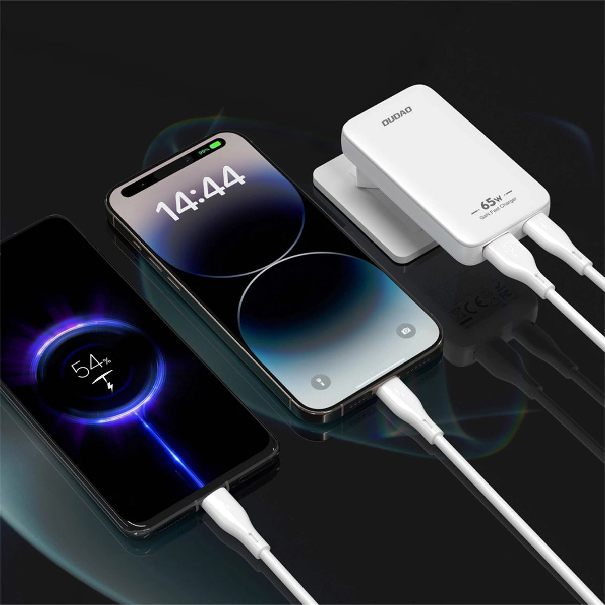 Ładowarka sieciowa podróżna GaN Dudao A65Q 65W USB-A / USB-C PD - biała – zdjęcie 7