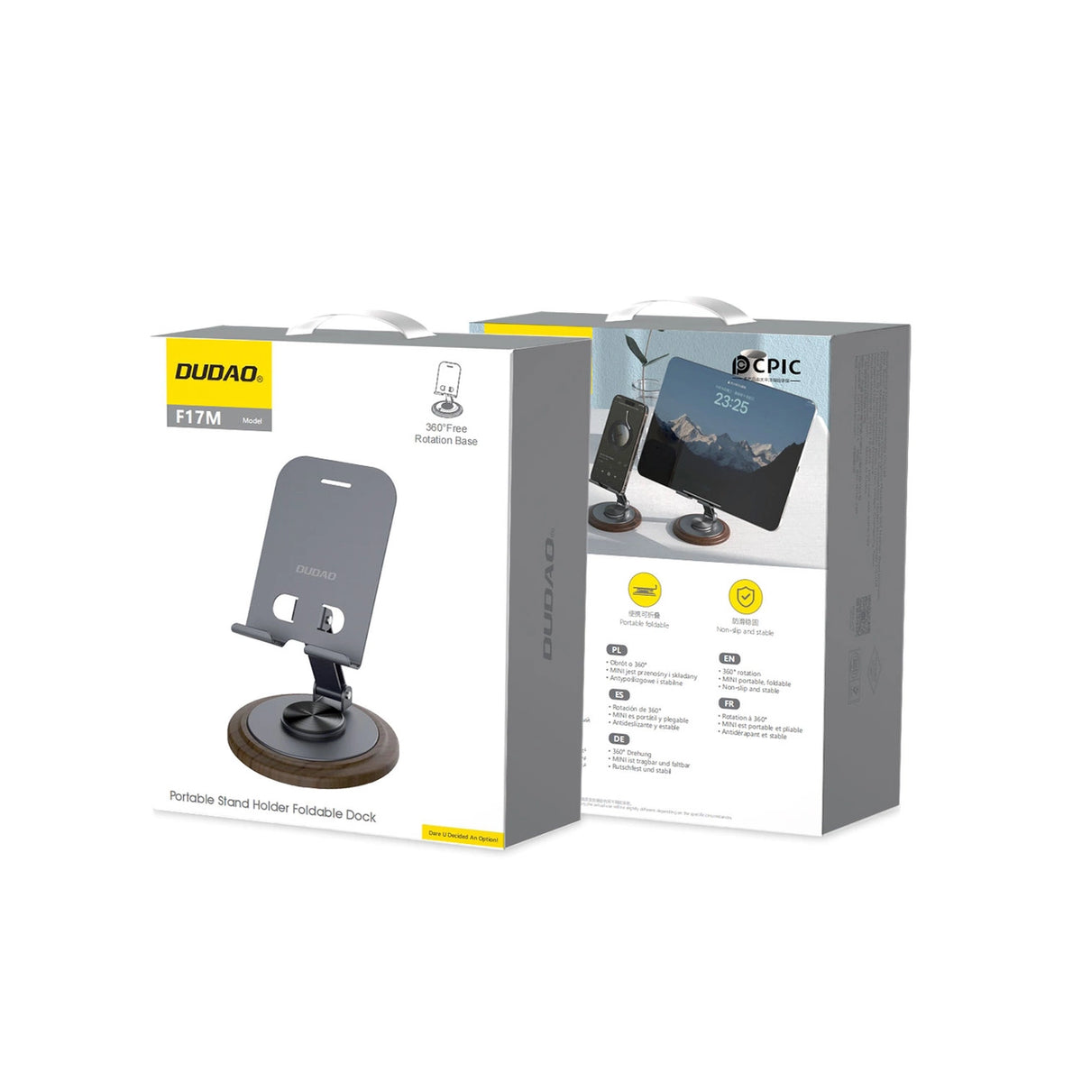 Podstawka do telefonu Dudao F17M 360° metalowa - szara – zdjęcie 2