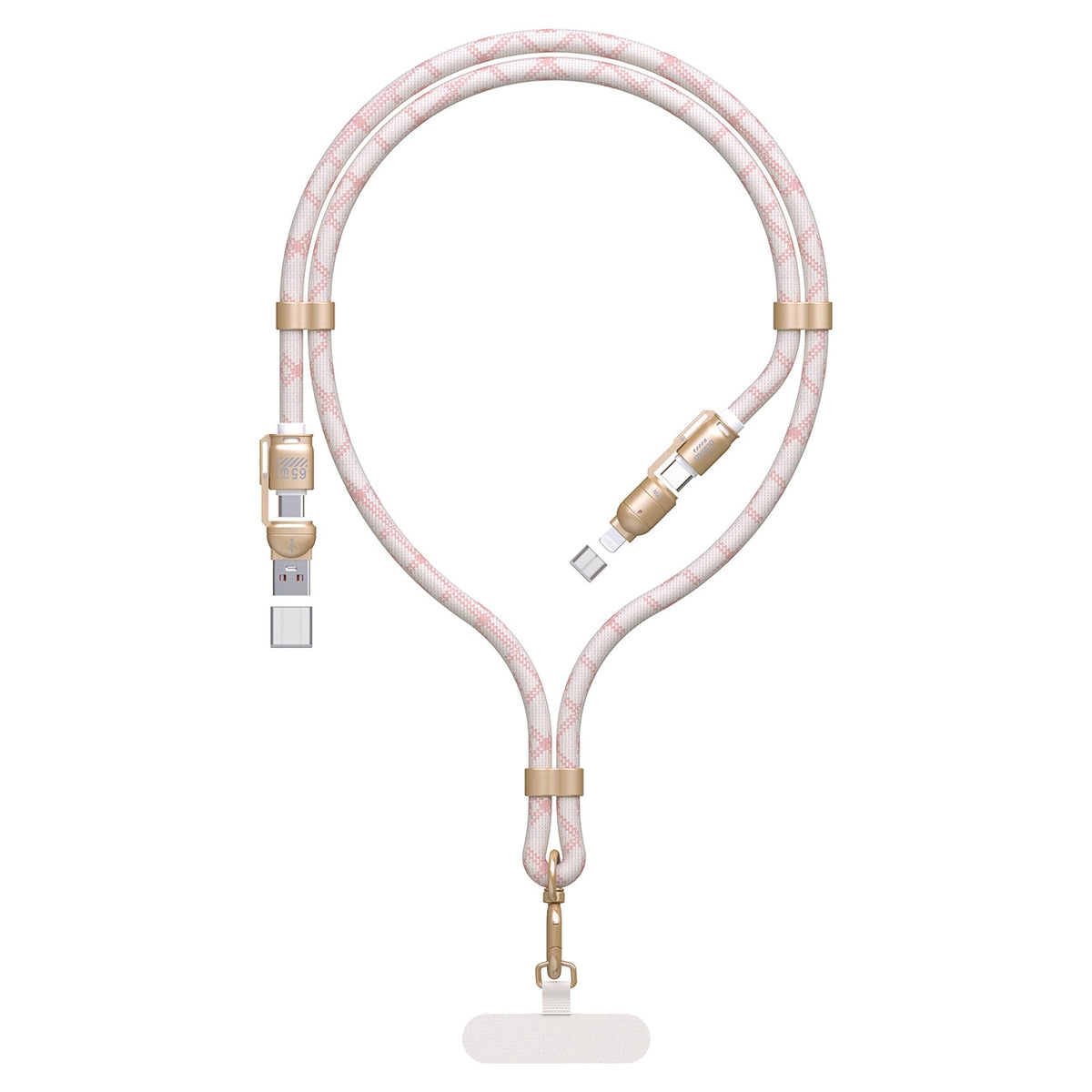 Kabel 4w1 / smycz Dudao L20MAX USB-A / USB-C / Lightning PD QC - różowy