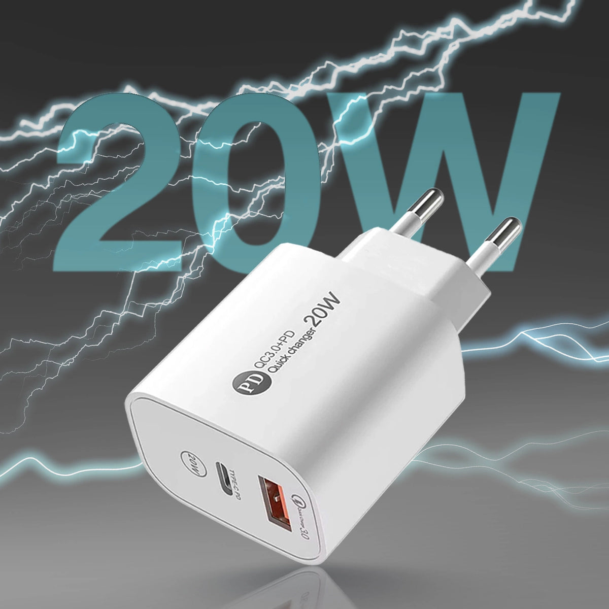 Ładowarka sieciowa A6MaxL 20W USB-A USB-C z kablem USB-C - biała – zdjęcie 5