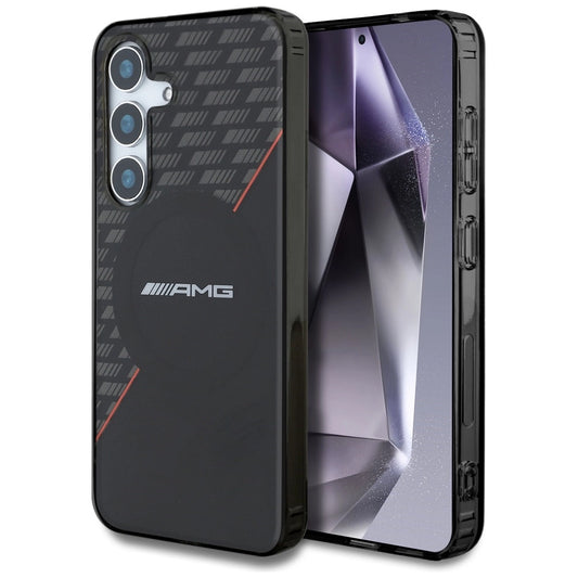 Etui AMG Double Layer Rhombs na Samsung Galaxy S25 - czarno-czerwone