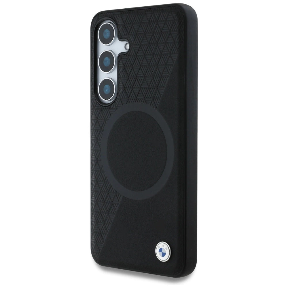 Etui BMW Leather Half Textured MagSafe na Samsung Galaxy S25 - czarne – zdjęcie 2