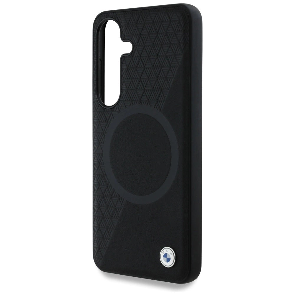 Etui BMW Leather Half Textured MagSafe na Samsung Galaxy S25 - czarne – zdjęcie 6
