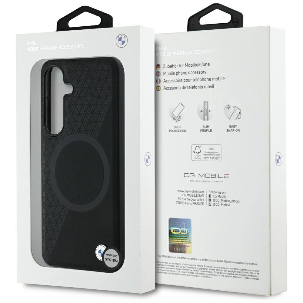 Etui BMW Leather Half Textured MagSafe na Samsung Galaxy S25 - czarne – zdjęcie 8