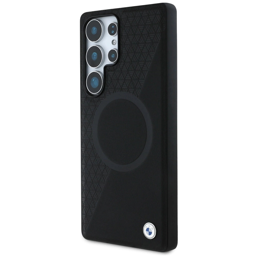 Etui BMW Leather Half Textured MagSafe na Samsung Galaxy S25 Ultra - czarne – zdjęcie 2