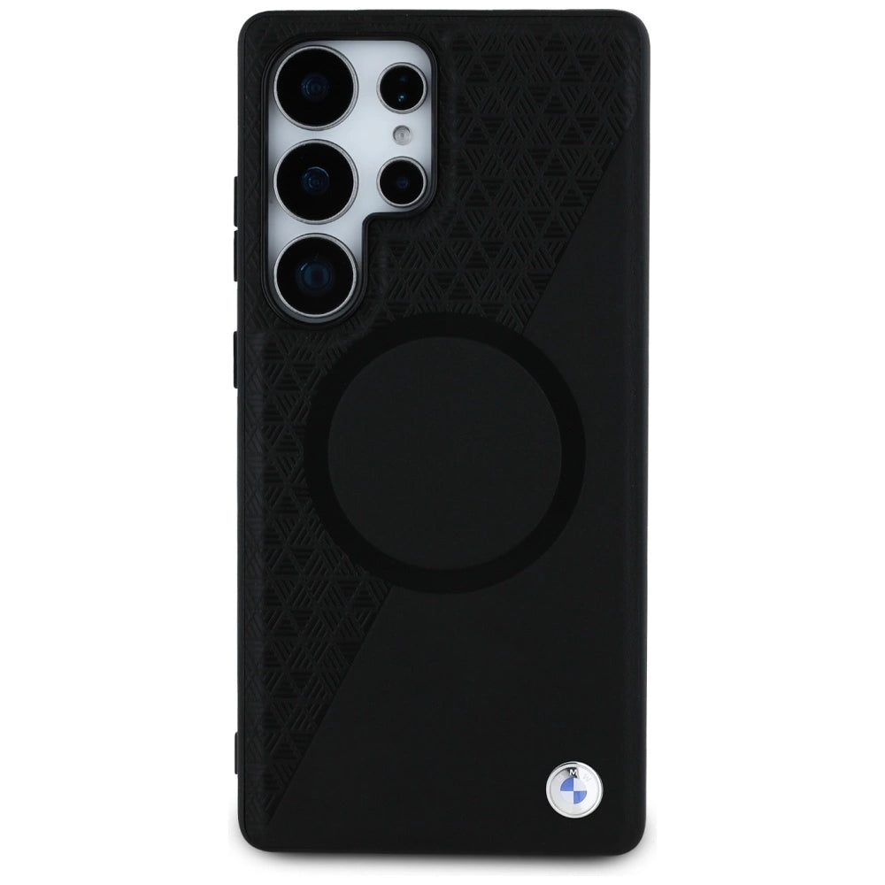 Etui BMW Leather Half Textured MagSafe na Samsung Galaxy S25 Ultra - czarne – zdjęcie 3
