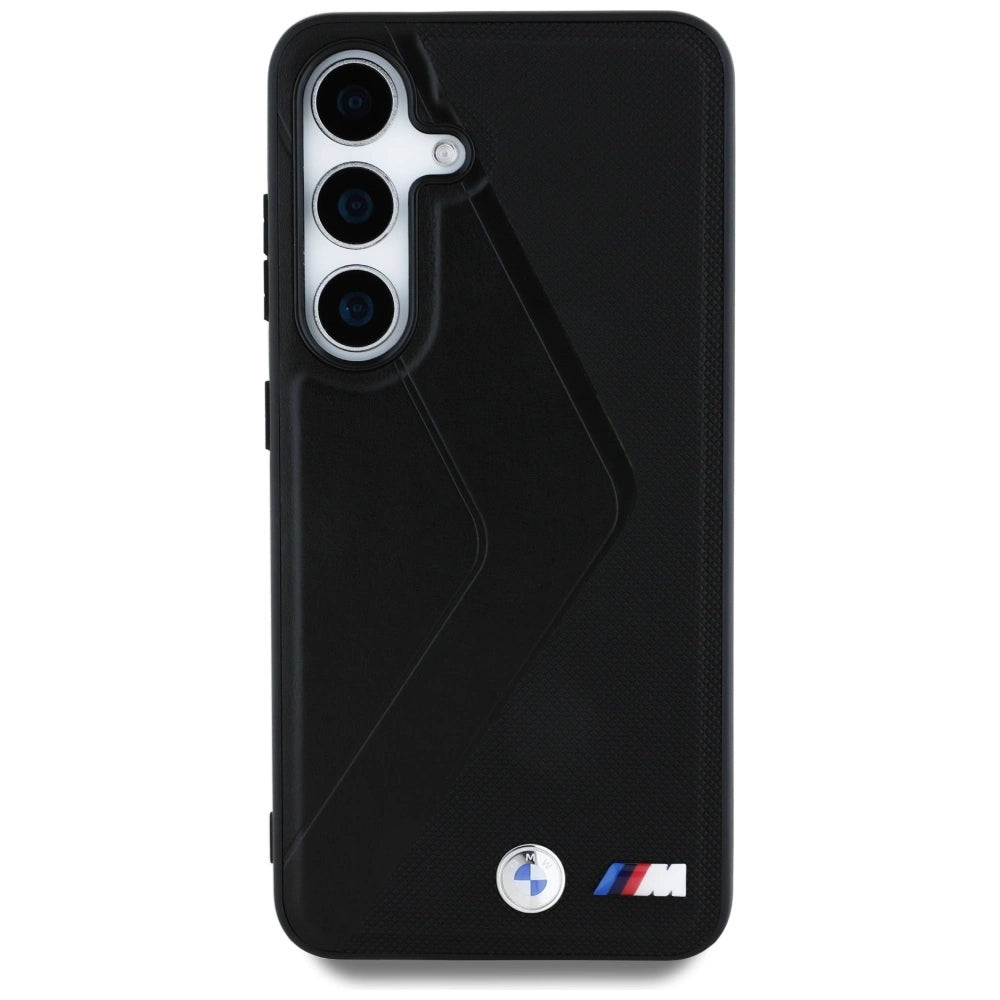 Etui BMW Leather Oversized Stripes MagSafe na Samsung Galaxy S25- czarne – zdjęcie 3