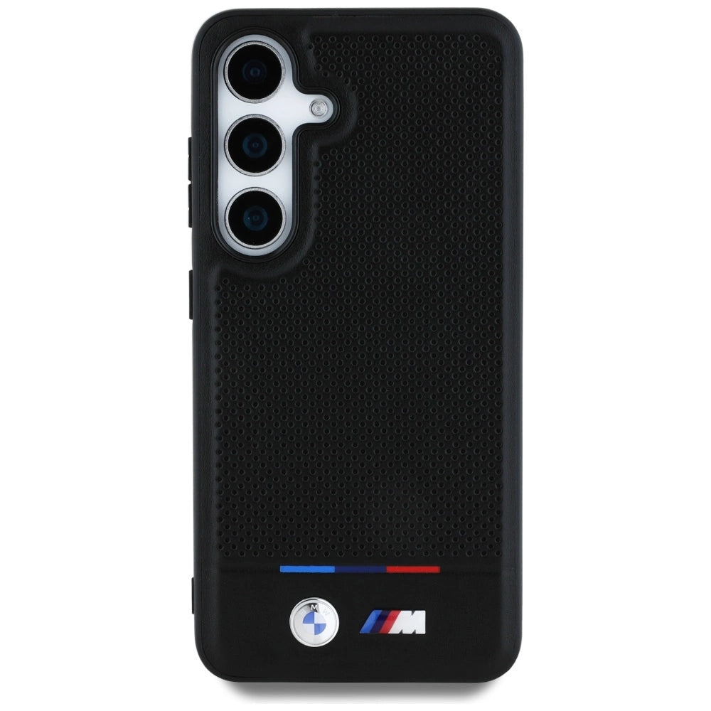 Etui BMW Leather Tricolor Stripe MagSafe na Samsung Galaxy S25 - czarne – zdjęcie 3