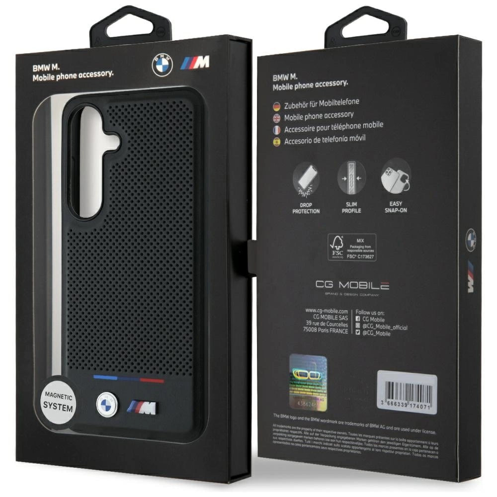 Etui BMW Leather Tricolor Stripe MagSafe na Samsung Galaxy S25 - czarne – zdjęcie 8