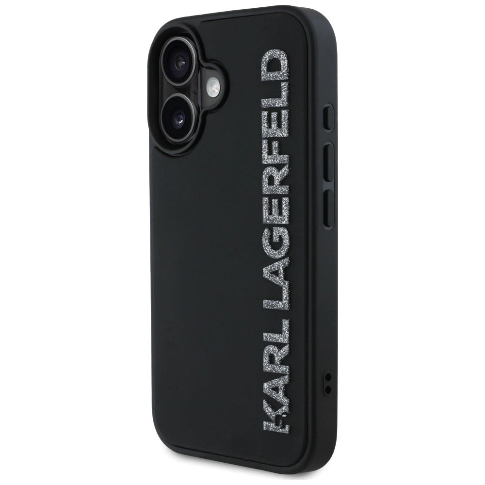 Etui Karl Lagerfeld HC 3D Rubber Elongated Glitter na iPhone 16 - czarne – zdjęcie 2