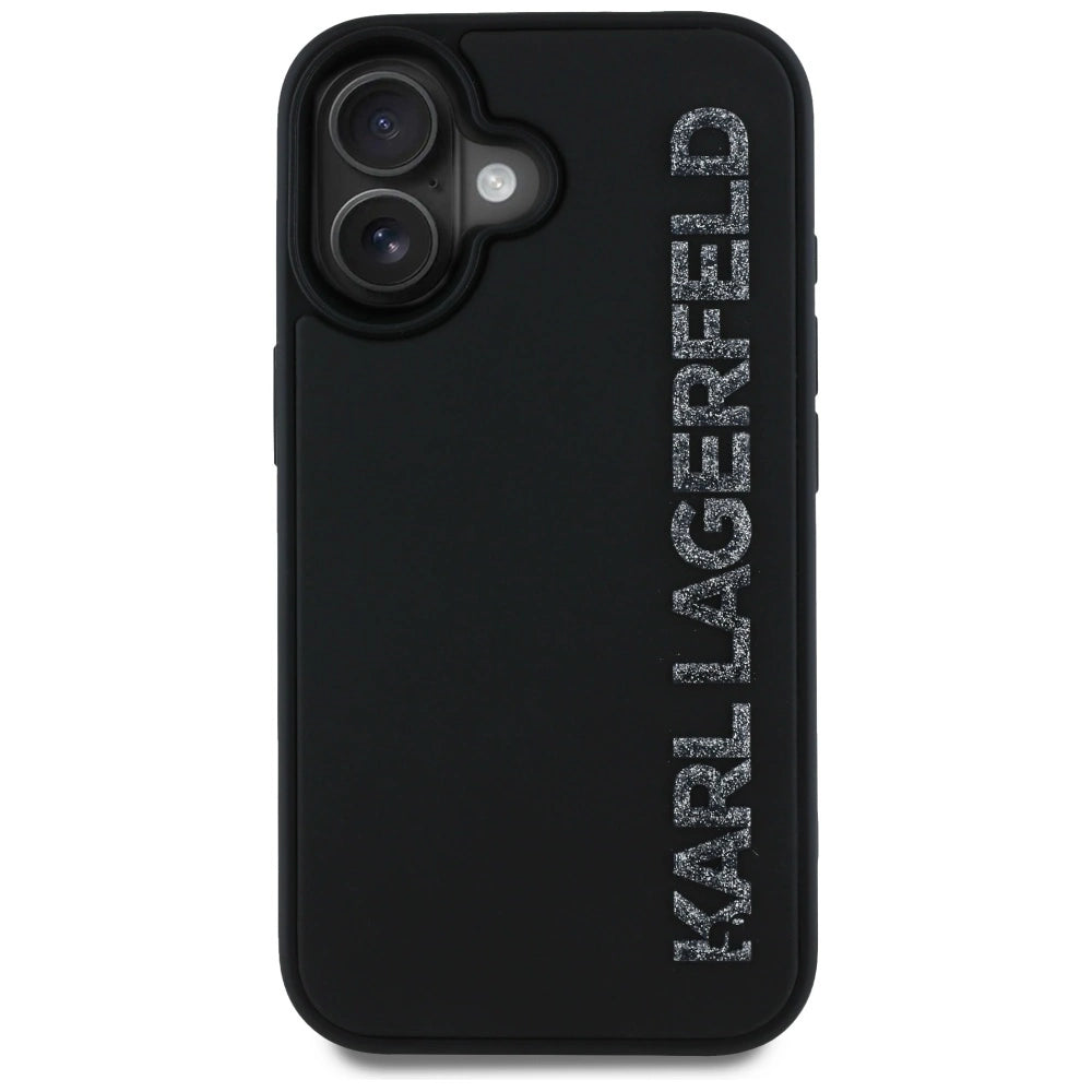 Etui Karl Lagerfeld HC 3D Rubber Elongated Glitter na iPhone 16 - czarne – zdjęcie 3