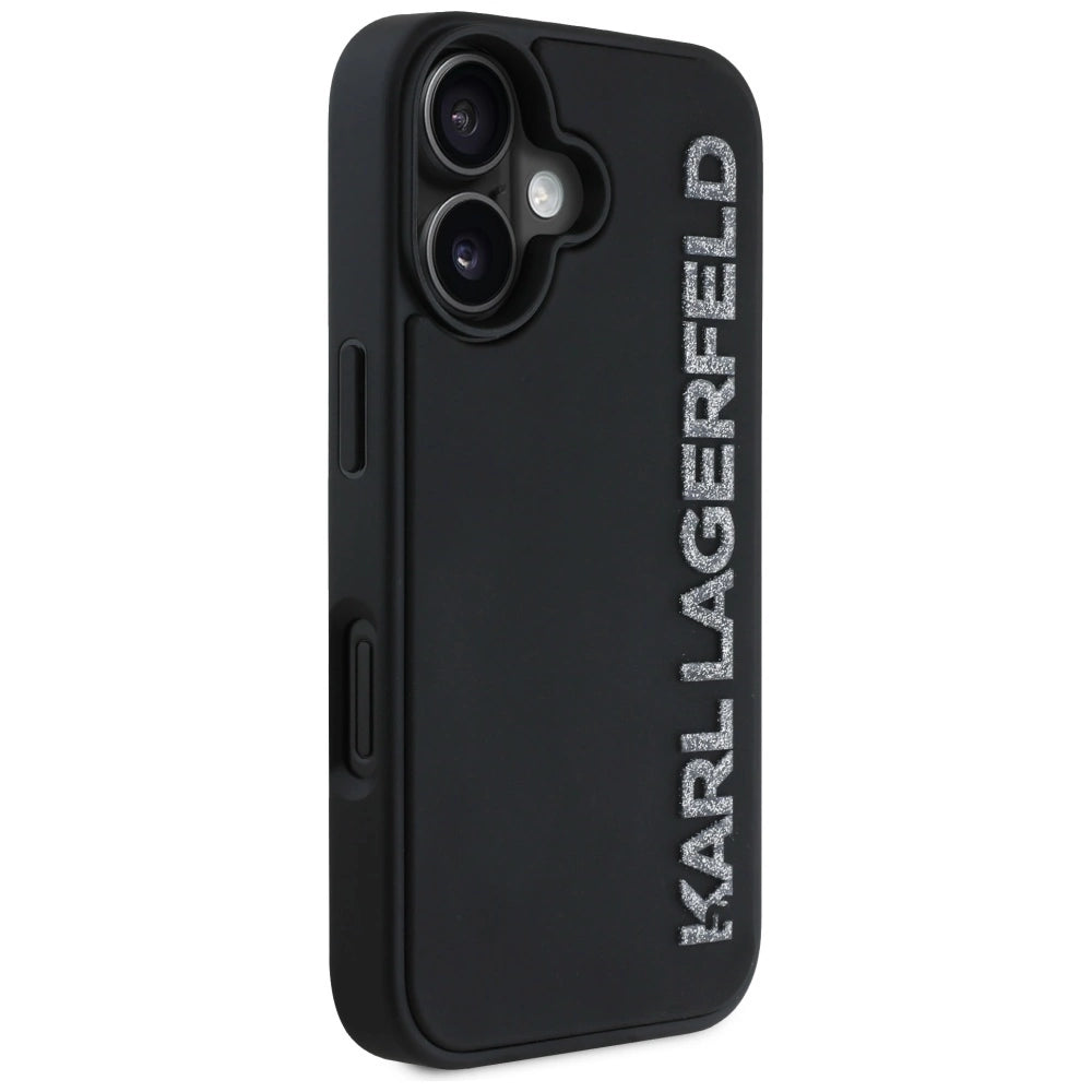 Etui Karl Lagerfeld HC 3D Rubber Elongated Glitter na iPhone 16 - czarne – zdjęcie 4
