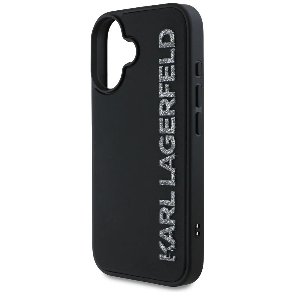 Etui Karl Lagerfeld HC 3D Rubber Elongated Glitter na iPhone 16 - czarne – zdjęcie 6