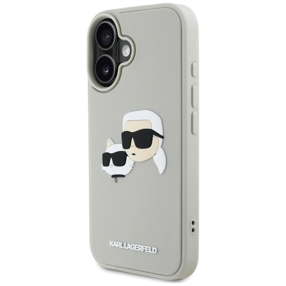 Etui Karl Lagerfeld HC 3D Rubber Double Heads na iPhone 16 - beżowe – zdjęcie 2