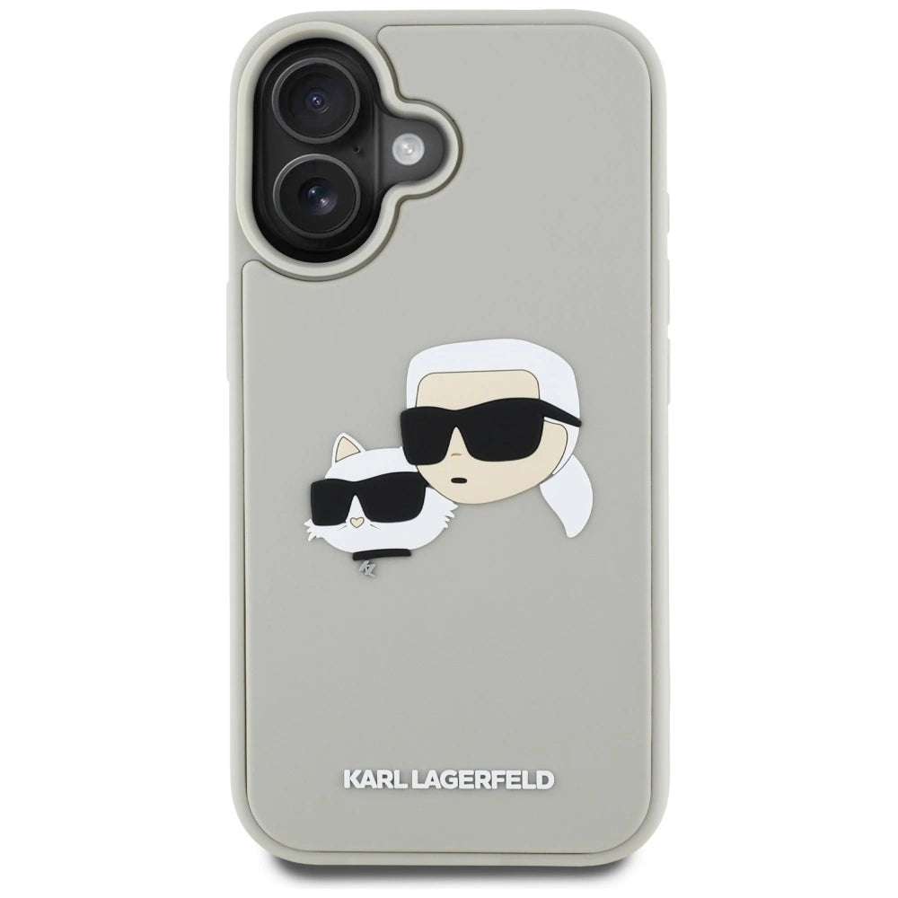 Etui Karl Lagerfeld HC 3D Rubber Double Heads na iPhone 16 - beżowe – zdjęcie 3