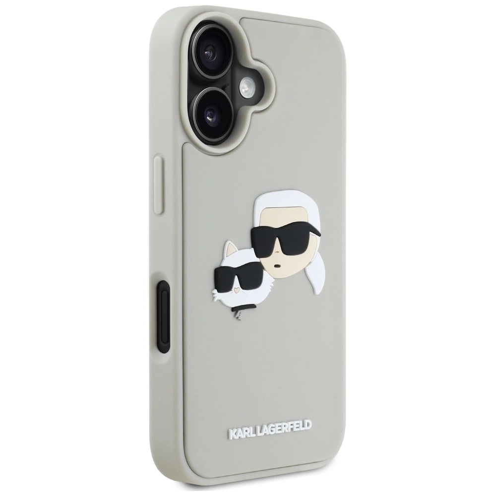 Etui Karl Lagerfeld HC 3D Rubber Double Heads na iPhone 16 - beżowe – zdjęcie 4