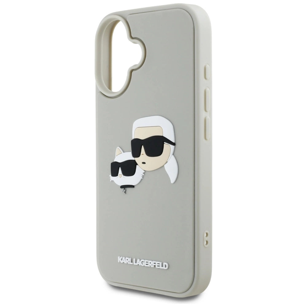Etui Karl Lagerfeld HC 3D Rubber Double Heads na iPhone 16 - beżowe – zdjęcie 6