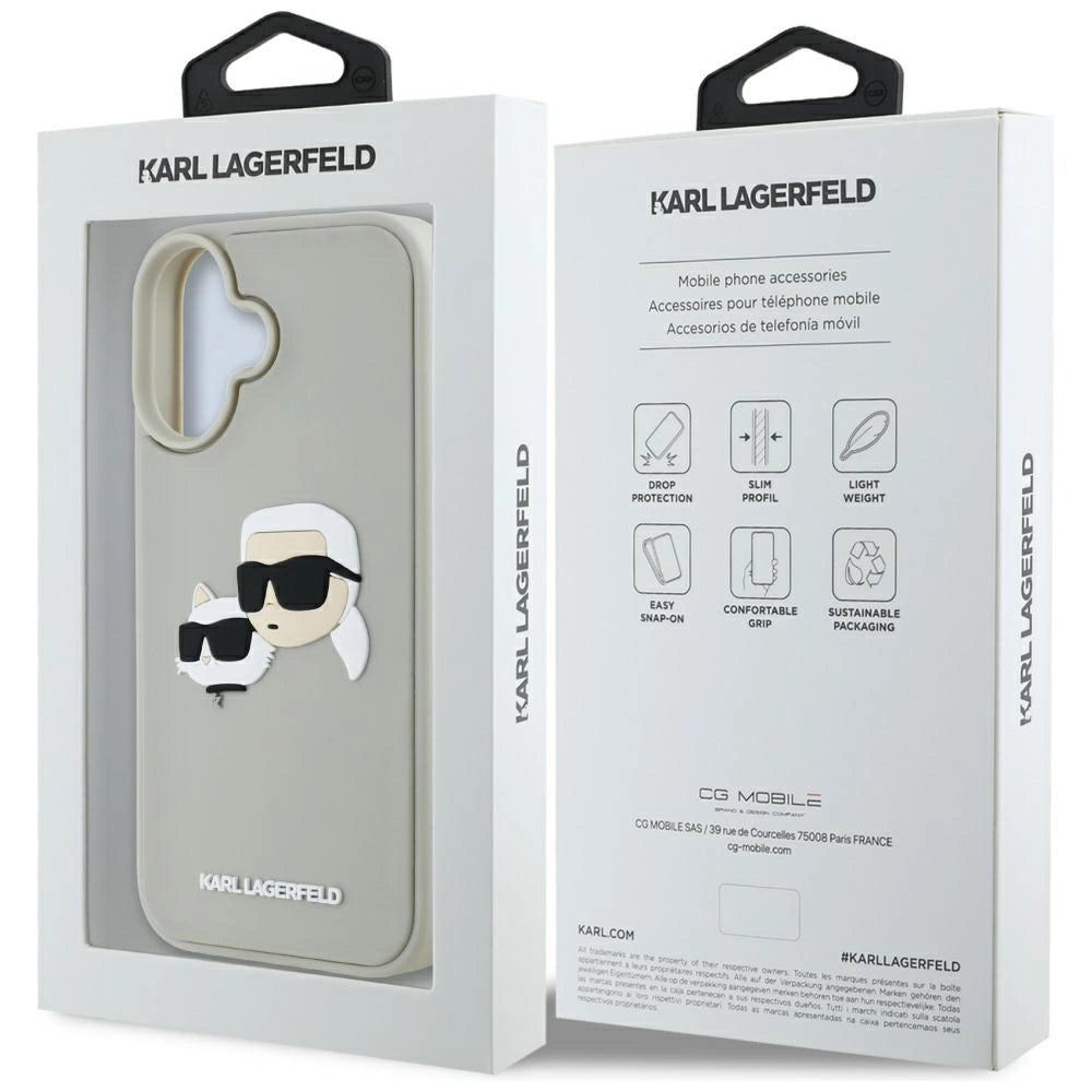 Etui Karl Lagerfeld HC 3D Rubber Double Heads na iPhone 16 - beżowe – zdjęcie 8