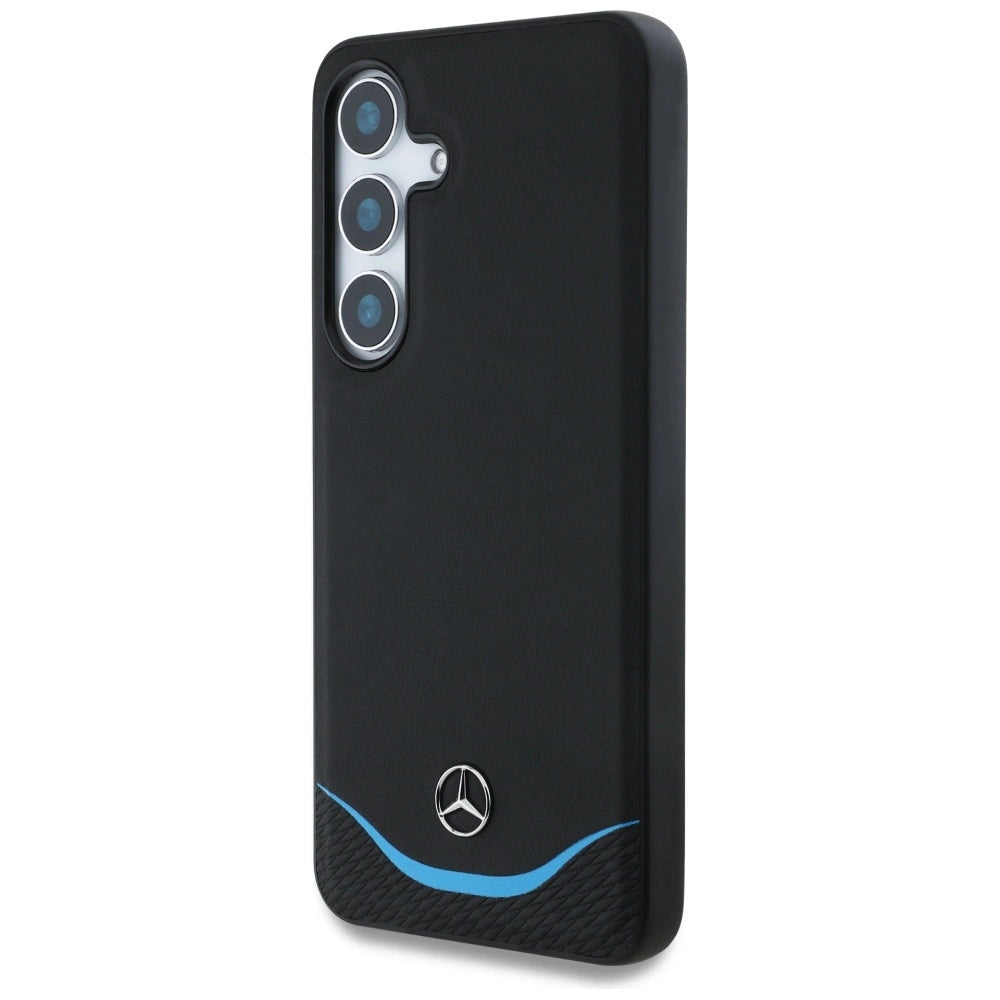 Etui Mercedes Leather Contrasted Blue na Samsung Galaxy S25 - czarne – zdjęcie 2