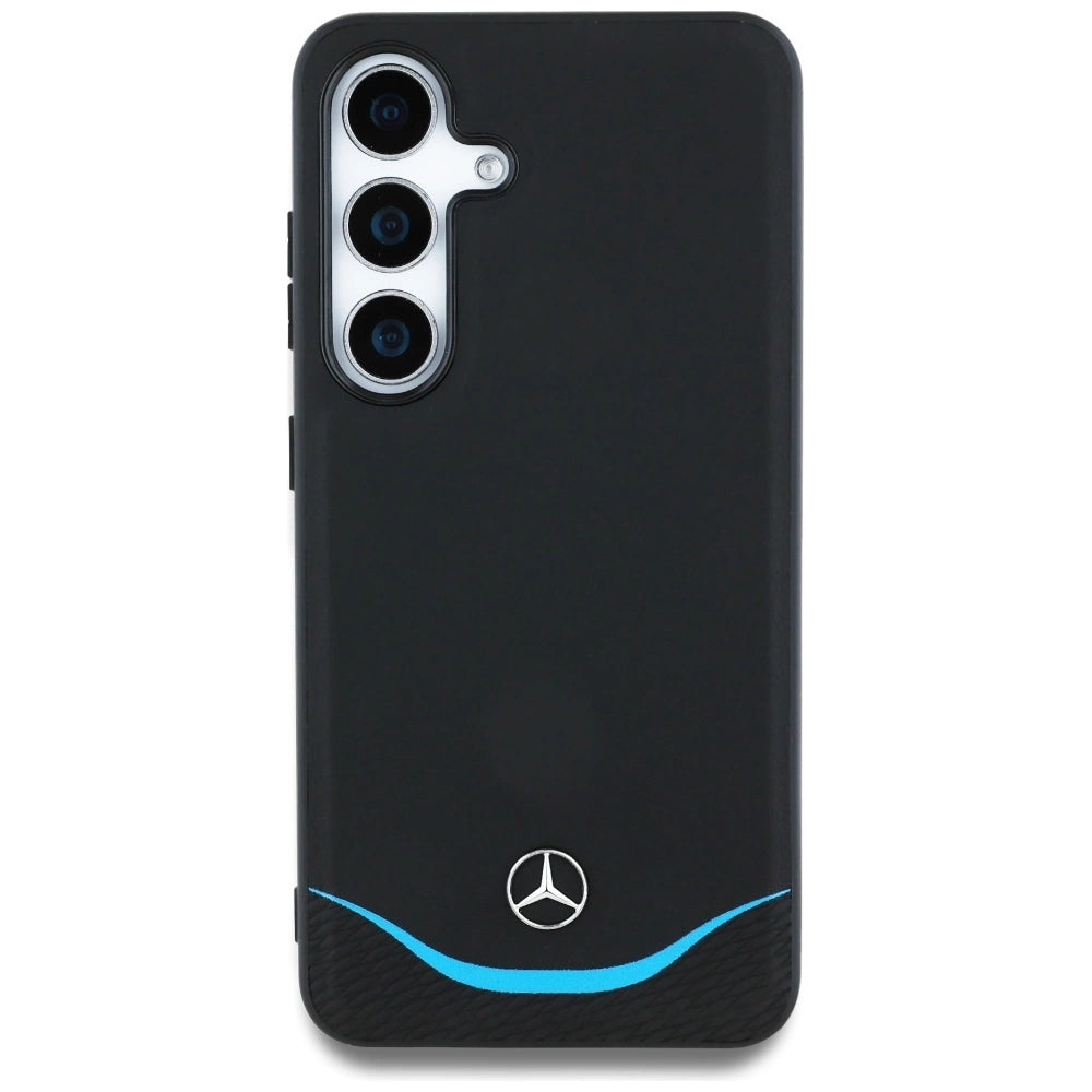 Etui Mercedes Leather Contrasted Blue na Samsung Galaxy S25 - czarne – zdjęcie 3