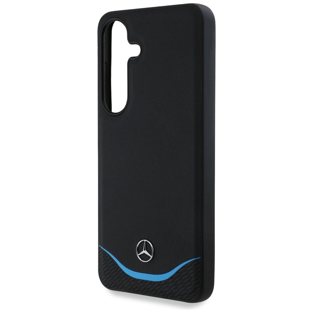 Etui Mercedes Leather Contrasted Blue na Samsung Galaxy S25 - czarne – zdjęcie 6