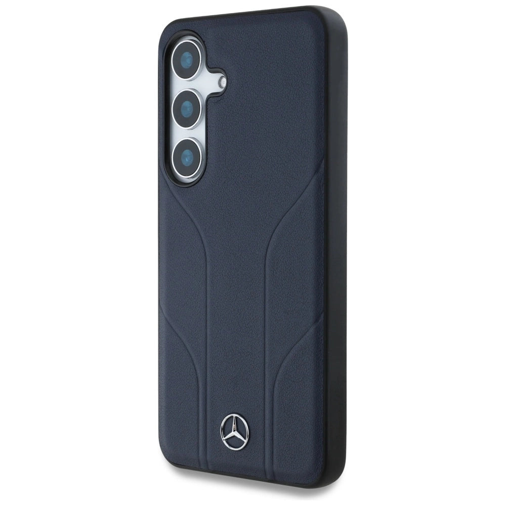 Etui Mercedes Leather Debossed Lines na Samsung Galaxy S25 - niebieskie – zdjęcie 2