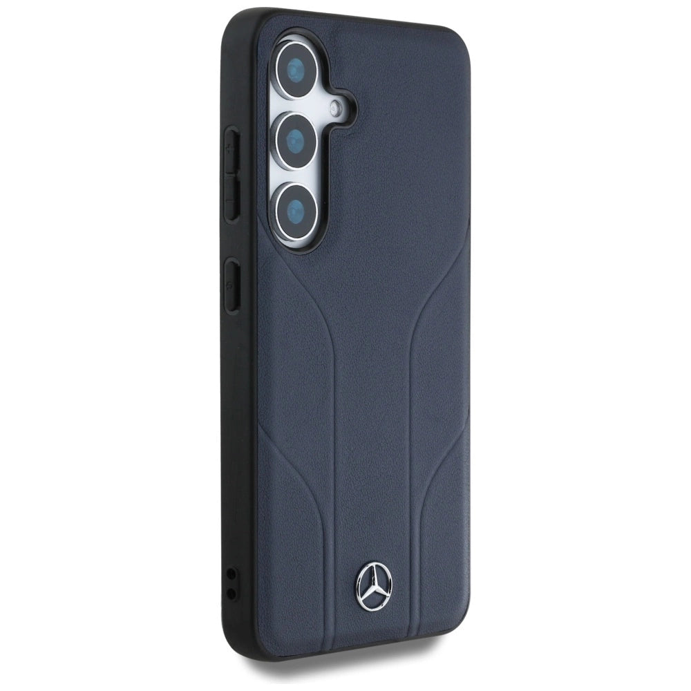 Etui Mercedes Leather Debossed Lines na Samsung Galaxy S25 - niebieskie – zdjęcie 4