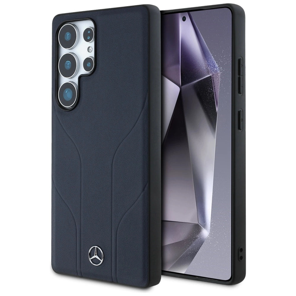 Etui Mercedes Leather Debossed na Samsung Galaxy S25 Ultra - niebieskie