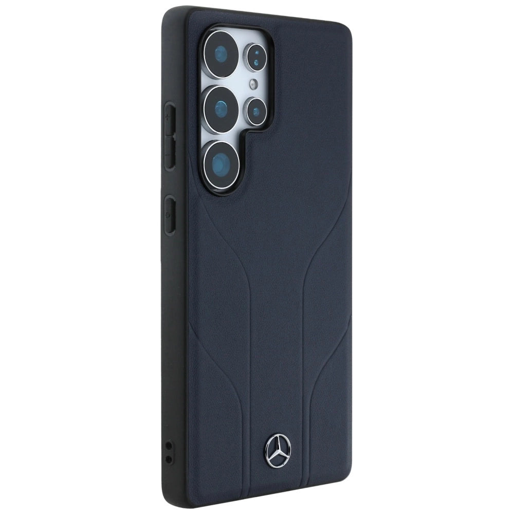 Etui Mercedes Leather Debossed na Samsung Galaxy S25 Ultra - niebieskie – zdjęcie 4