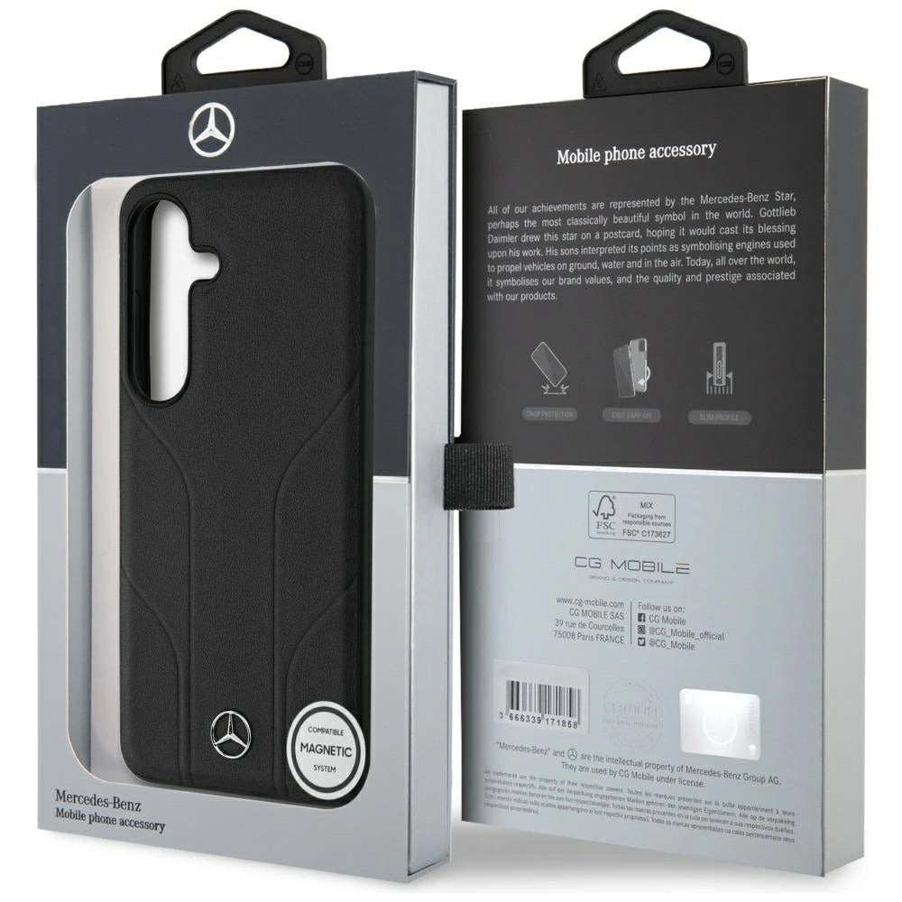 Etui Mercedes Leather Debossed Lines na Samsung Galaxy S25+ - czarne – zdjęcie 8
