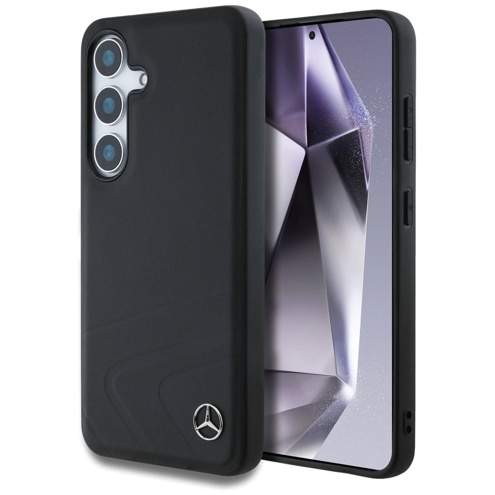 Etui Mercedes Leather Horizontal Debossed na Samsung Galaxy S25 - czarne