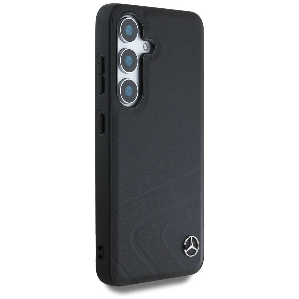 Etui Mercedes Leather Horizontal Debossed na Samsung Galaxy S25 - czarne – zdjęcie 4