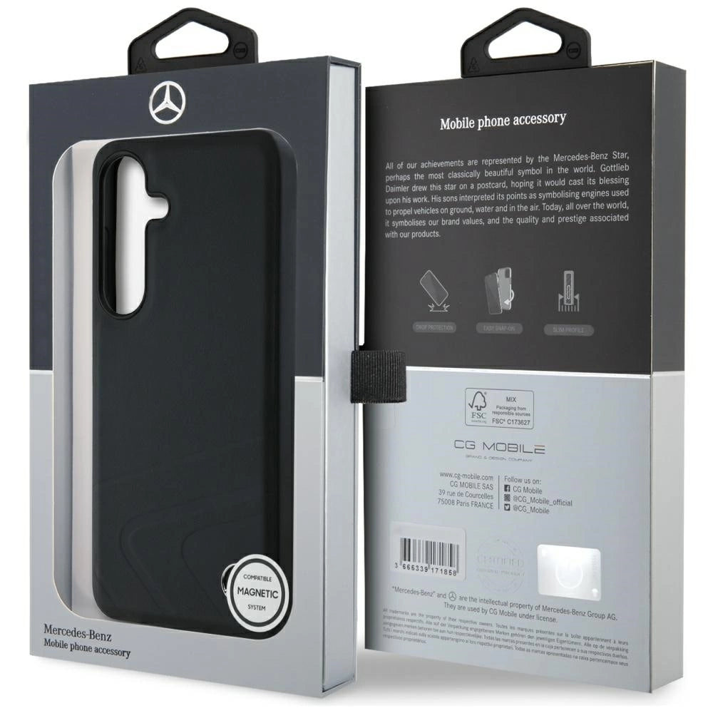 Etui Mercedes Leather Horizontal Debossed na Samsung Galaxy S25 - czarne – zdjęcie 8