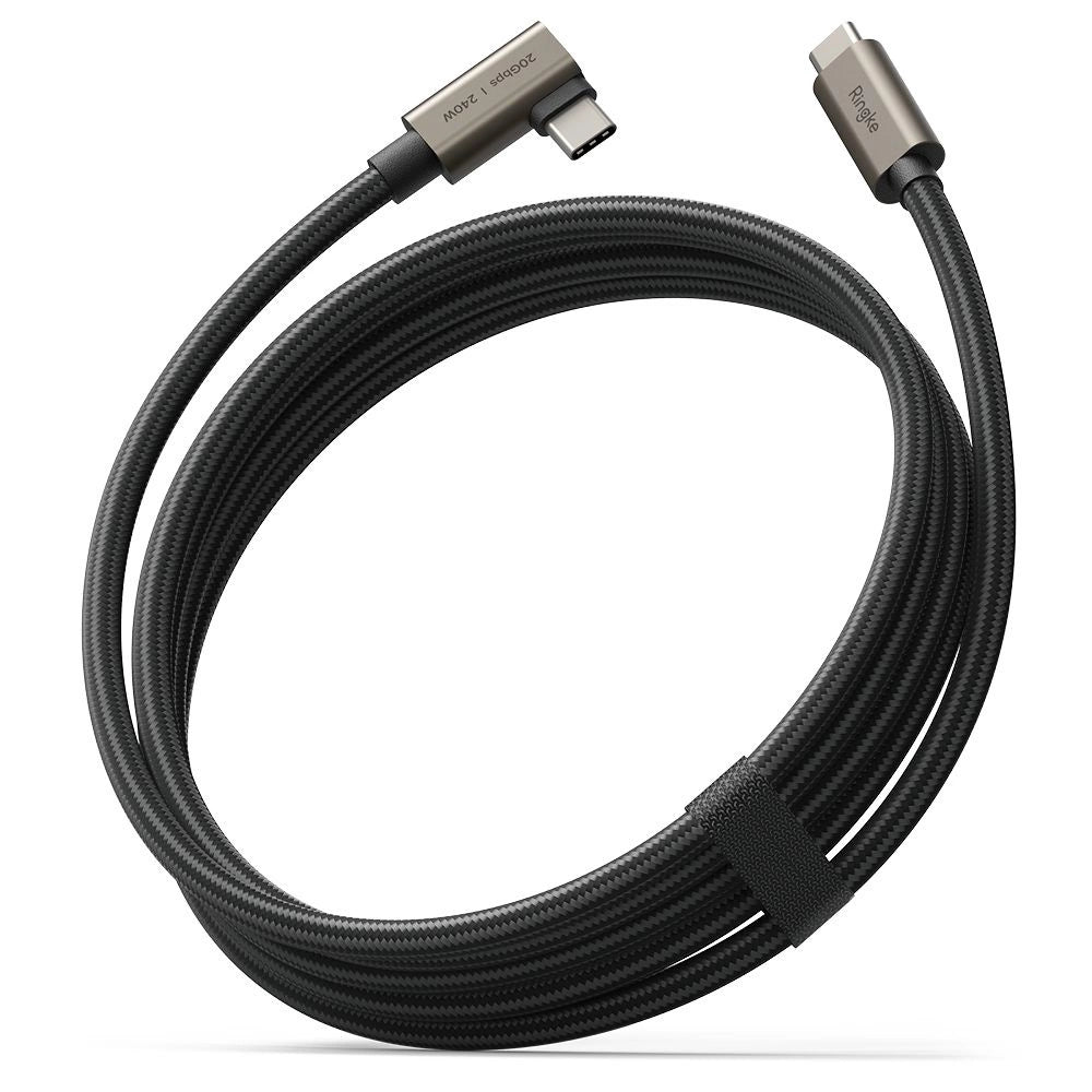 Kabel kątowy Ringke 3.2 gen. 2x2 USB-C, PD 3.1 240W 2m - czarny – zdjęcie 2