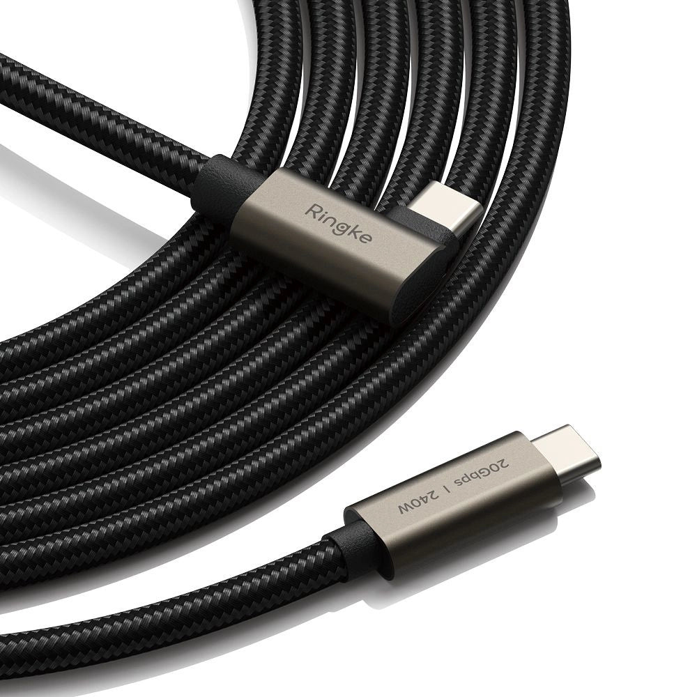 Kabel kątowy Ringke 3.2 gen. 2x2 USB-C, PD 3.1 240W 2m - czarny – zdjęcie 3