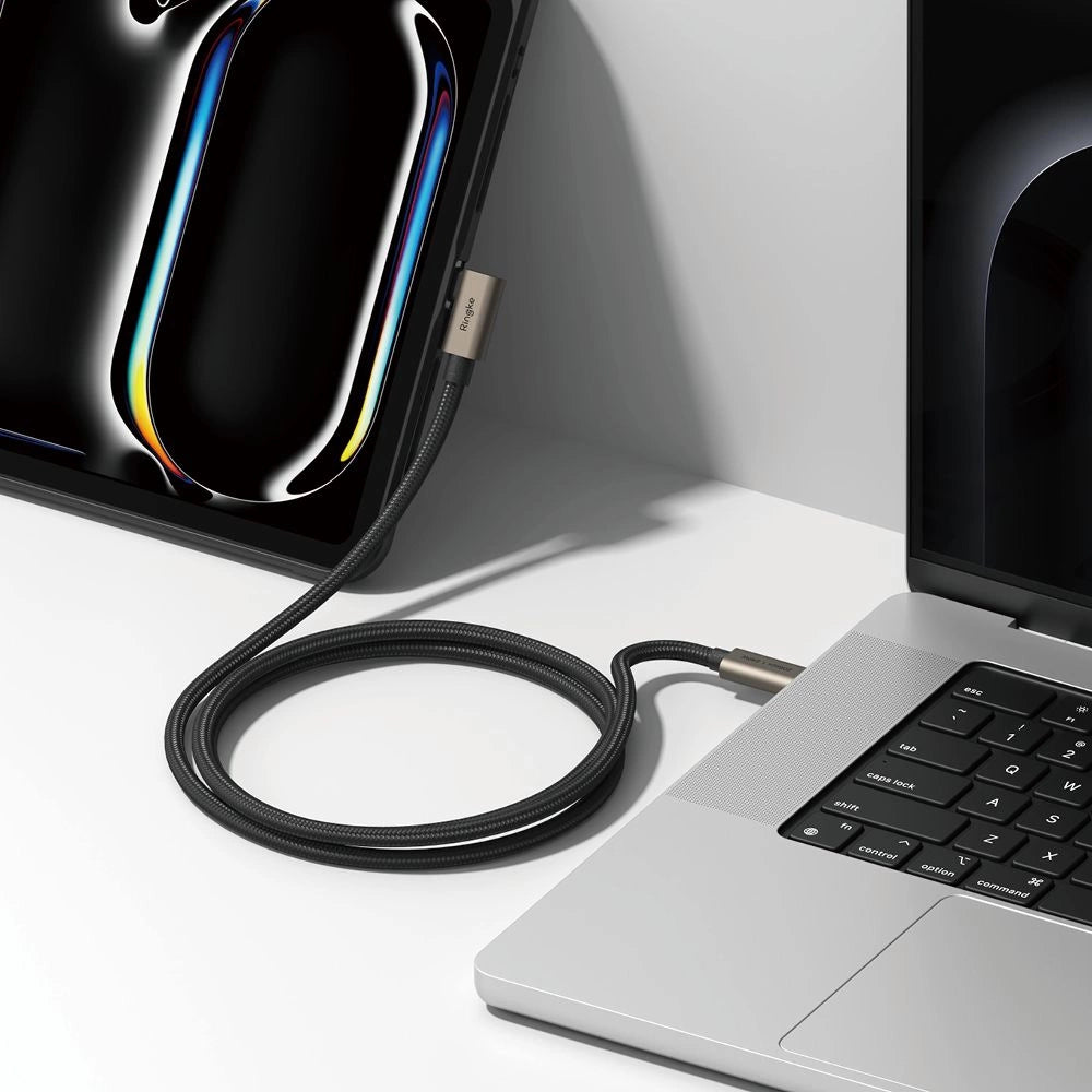 Kabel kątowy Ringke 3.2 gen. 2x2 USB-C, PD 3.1 240W 2m - czarny – zdjęcie 5