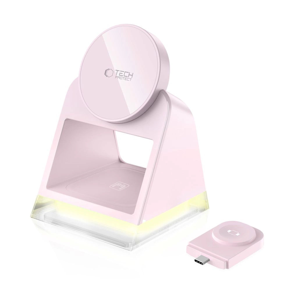 Ładowarka indukcyjna Tech-Protect QI15W-A43 3w1 MagSafe - różowa – zdjęcie 4