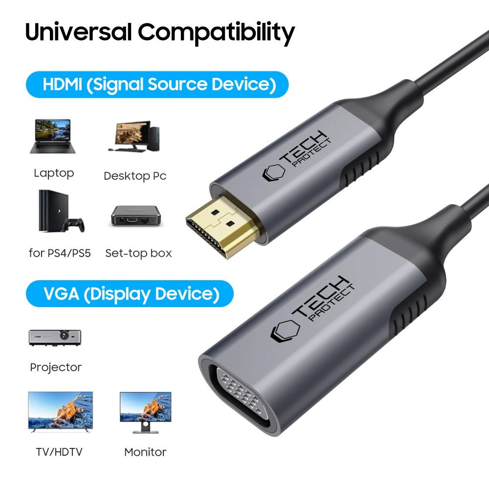 Adapter Tech-Protect UltraBoost HDMI / VGA FULL HD 60 Hz - czarny
