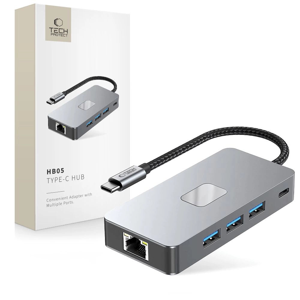 Adapter Tech-Protect HB05 HUB 9w1 USB-C + USB2.0 + USB3.0 + HDMI - szary