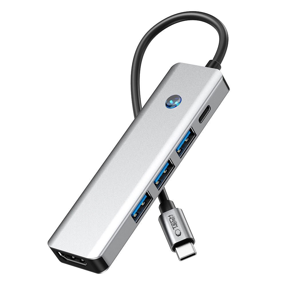 Adapter Tech-Protect HB01 HUB Adapter 5w1 USB-C + USB3.0 + HDMI 4K - szary – zdjęcie 5