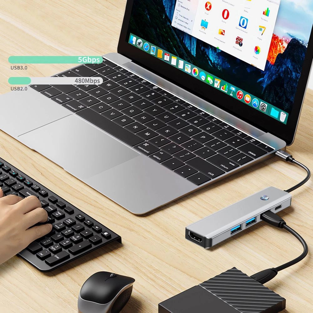 Adapter Tech-Protect HB01 HUB Adapter 5w1 USB-C + USB3.0 + HDMI 4K - szary – zdjęcie 8