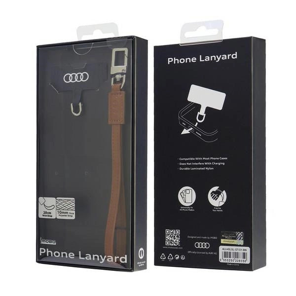 Smycz Audi Crossbody Leather uniwersalna 28cm x 10mm - brązowa – zdjęcie 3
