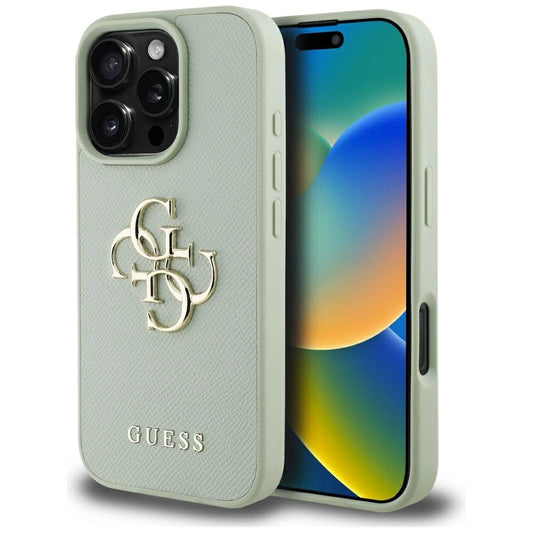 Etui Guess Grained Big 4G Logo Small Classic na iPhone 16 Pro - zielone
