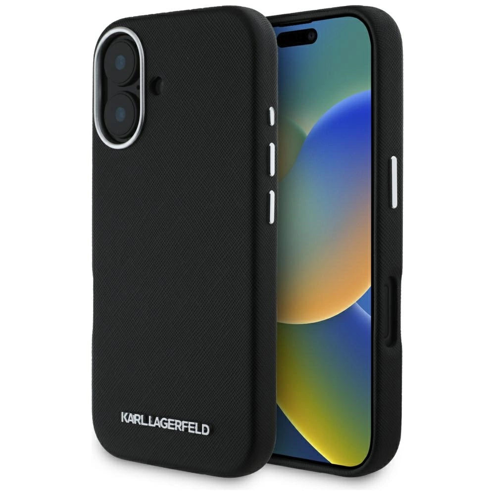 Etui Karl Lagerfeld Saffiano Full Wrapped Elongated na iPhone 16 - czarne