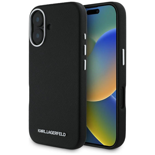 Etui Karl Lagerfeld Saffiano Full Wrapped Elongated na iPhone 16 - czarne
