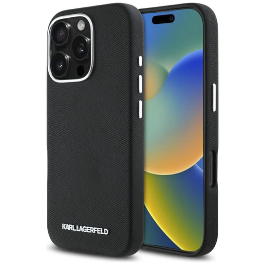 Etui Karl Lagerfeld Saffiano Full Wrapped na iPhone 16 Pro - czarne