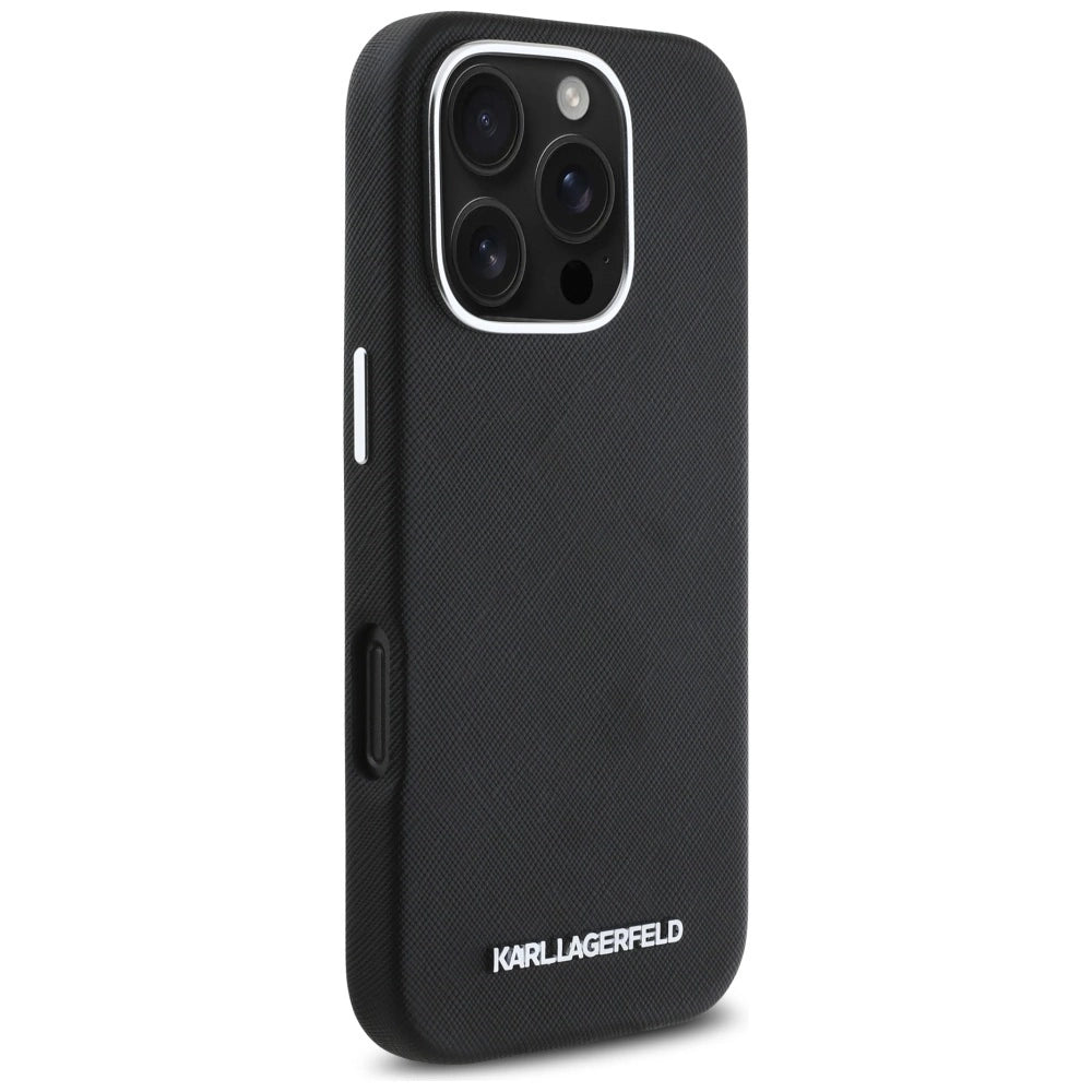 Etui Karl Lagerfeld Saffiano Full Wrapped na iPhone 16 Pro - czarne
