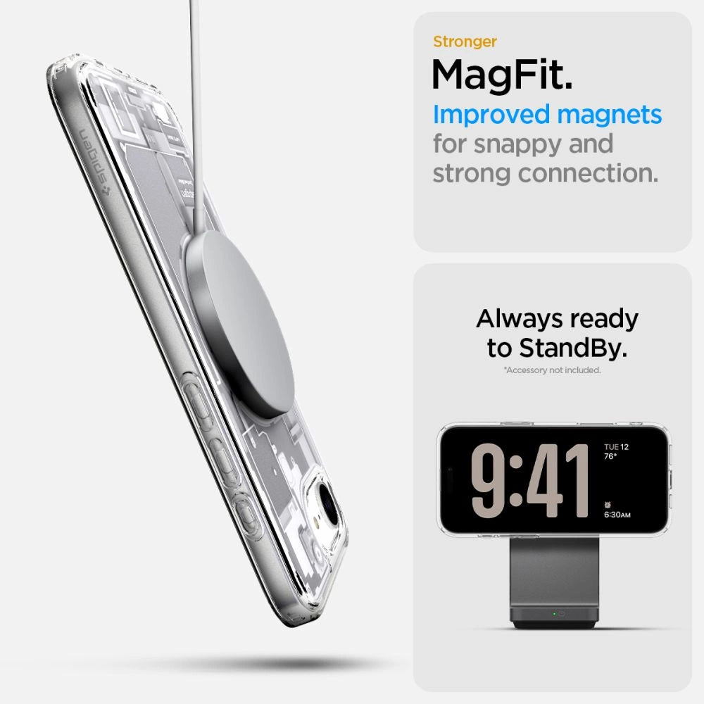 Etui Spigen Ultra Hybrid MagSafe na iPhone 16e / 17e Zero One - białe – zdjęcie 14