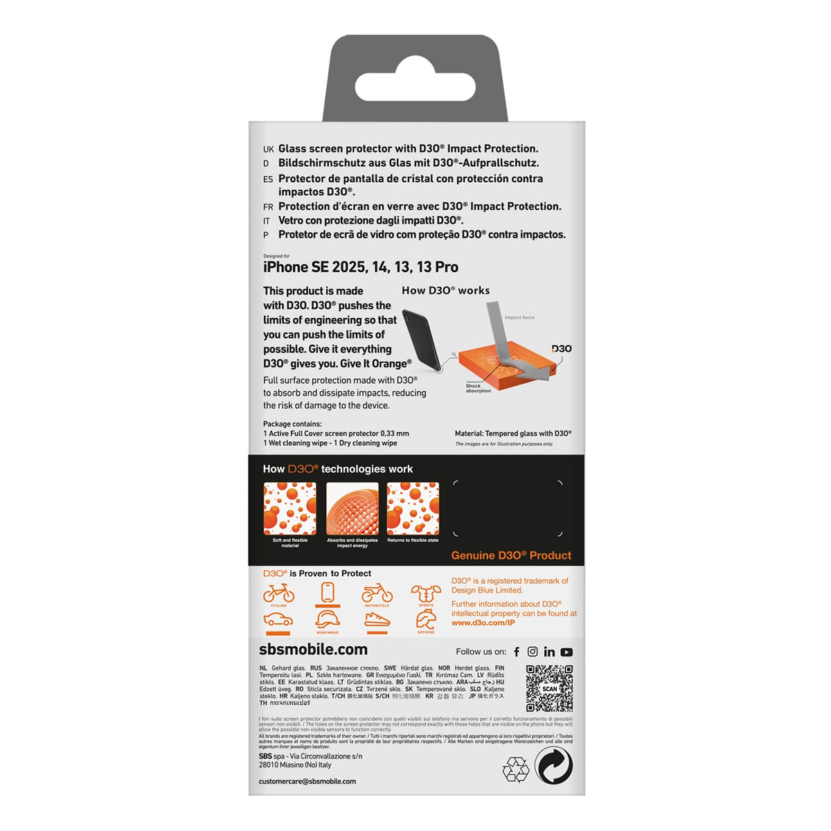 Szkło hartowane SBS Tempered Glass D3O z ramką do iPhone 16e/17e – zdjęcie 3
