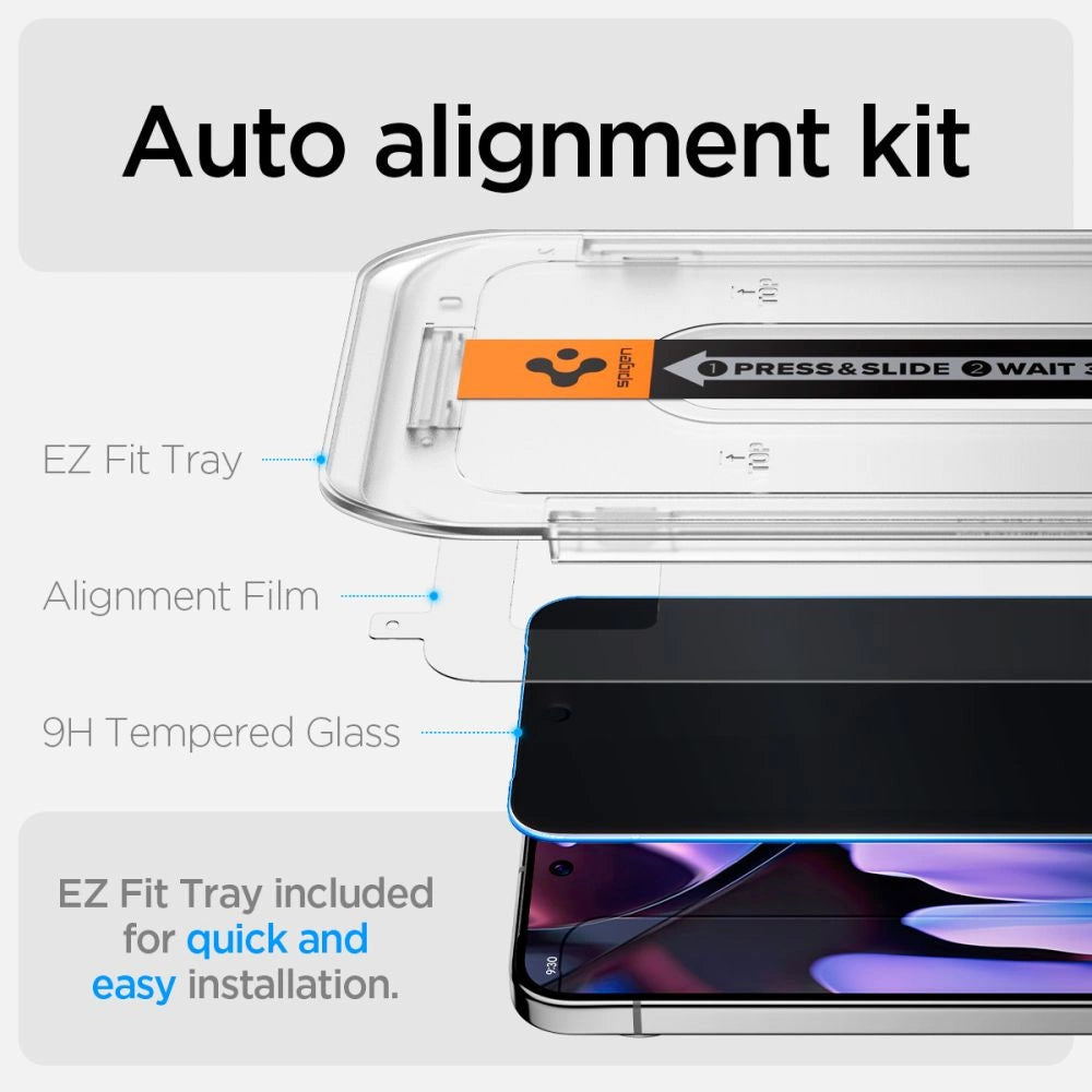 Szkło prywatyzujące Spigen Glas.TR "Ez Fit" na Google Pixel 9 / 9 Pro – zdjęcie 7